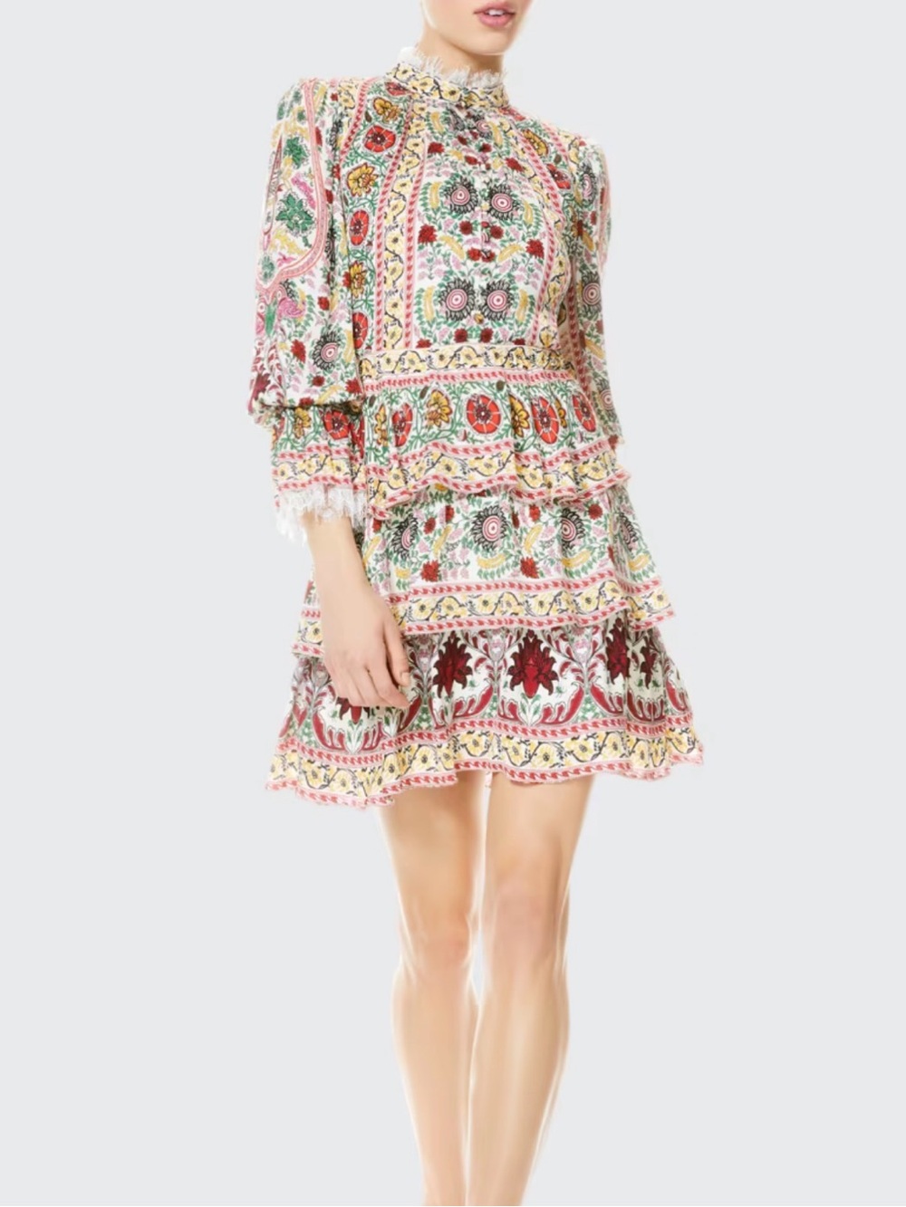 Alex and Olivia Lawson floral mock neck dress - embroidered